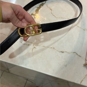 Gucci Black Belt with Gold Buckle vintage sz 80